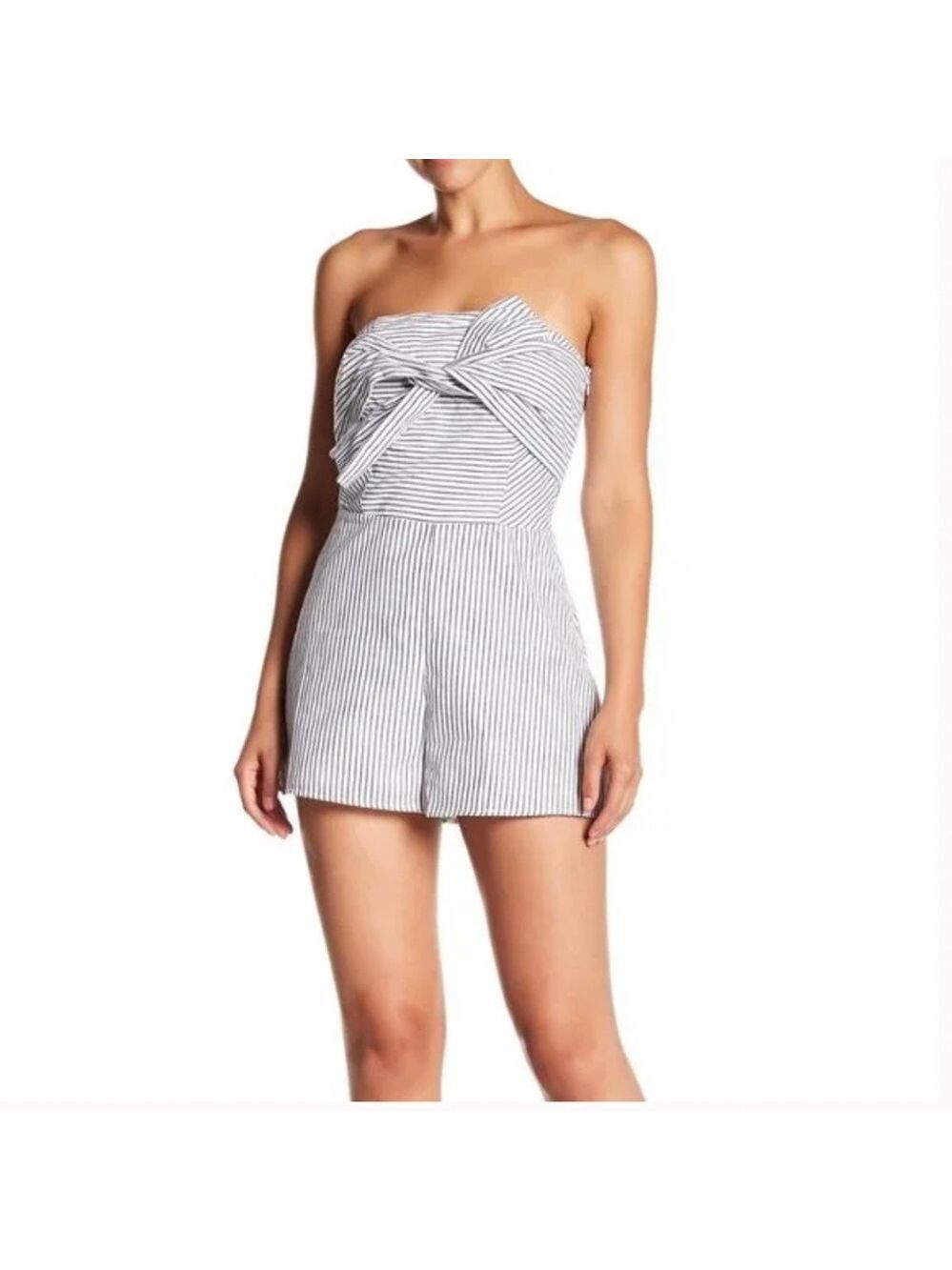 Do + Be Bow Striped Strapless Romper